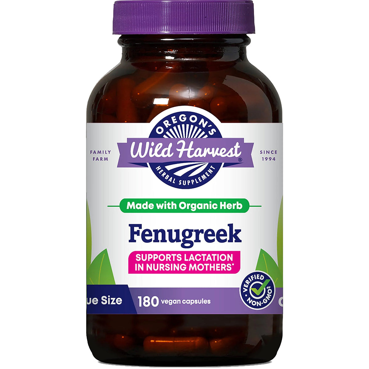 Organic Non-GMO Fenugreek Capsules 180 Count X738