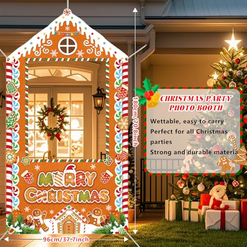 Christmas Photo Booth Backdrop Gingerbread House Banner K4373