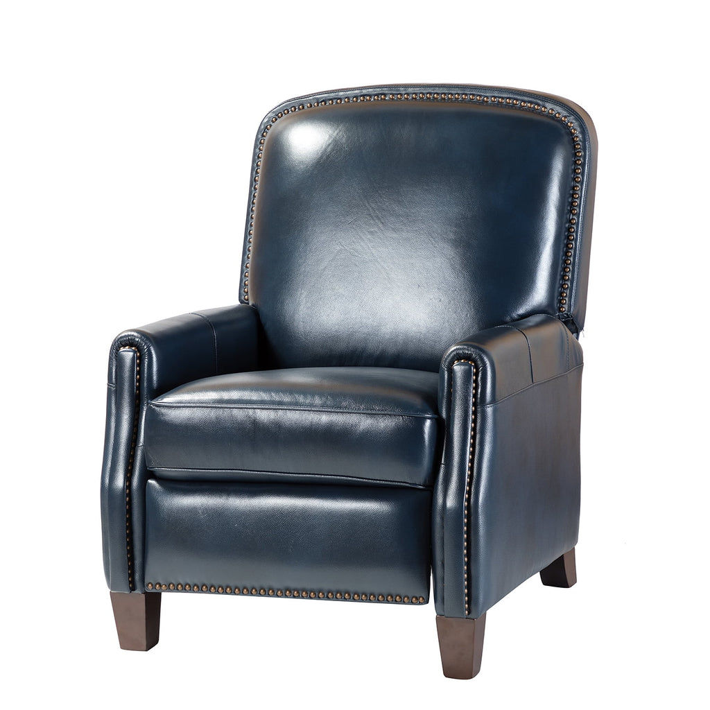 Navy Leather Recliner Armchair with Birch Wood Legs Z374533