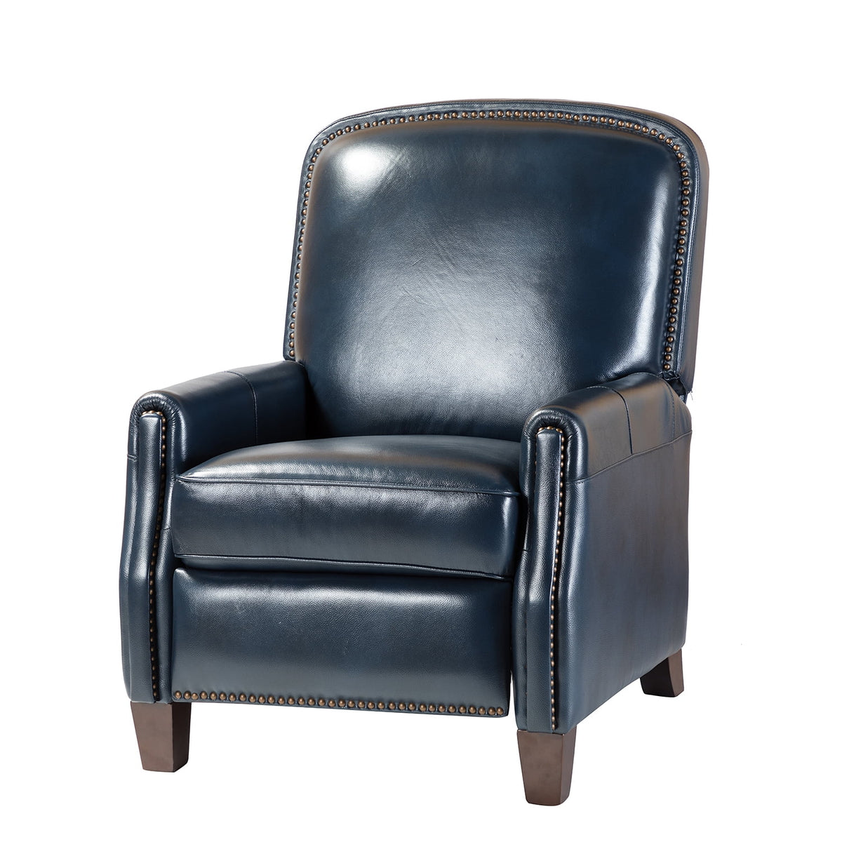 Navy Leather Recliner Armchair with Birch Wood Legs Z374533