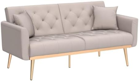 White Teddy Upholstered Futon Sofa Bed with 3 Adjustable Positions X279
