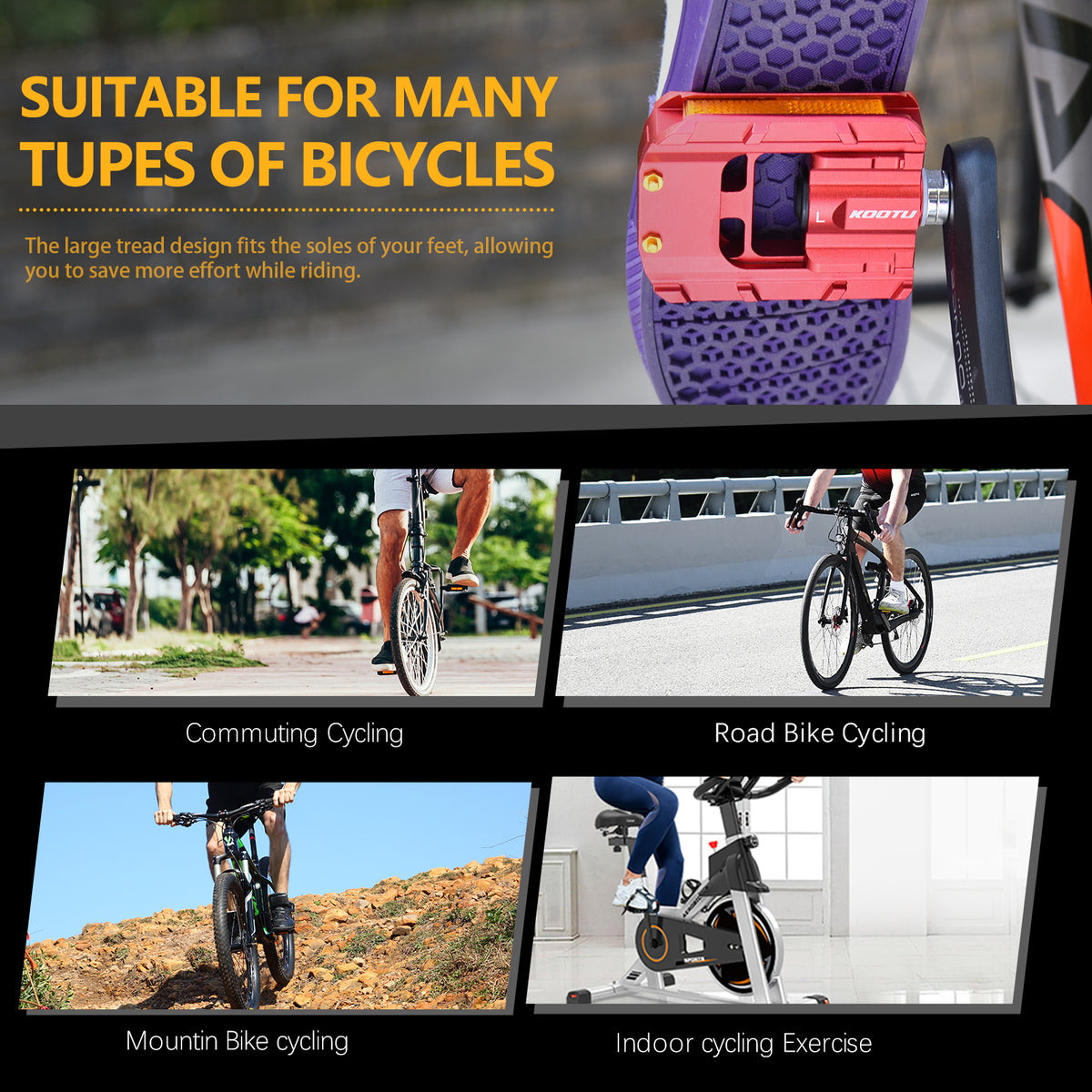 9/16 Inch Aluminum Non-Slip Folding Bike Pedals X21110