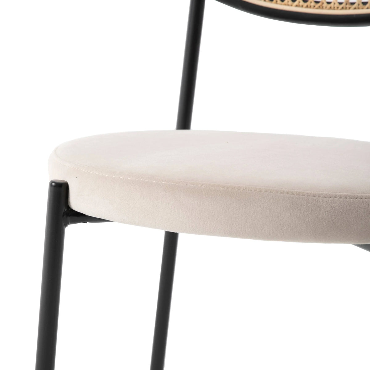Beige Wicker Dining Chair with Steel Frame A71142