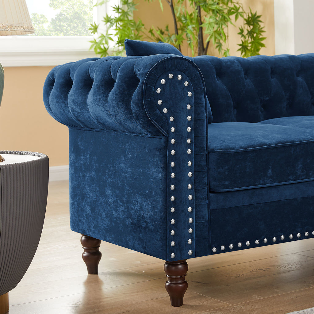 Blue Velvet L-shaped Sofa Q288732