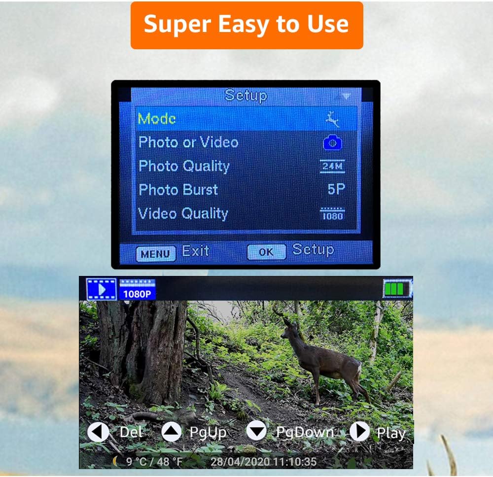 32MP 1080P No Glow Night Vision IP66 Waterproof Trail Game Camera Pack of 2 W727