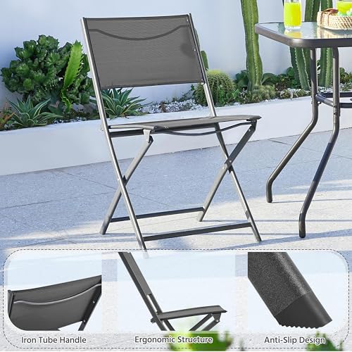 Black Set of 4 Metal Folding Dining Chairs W170796