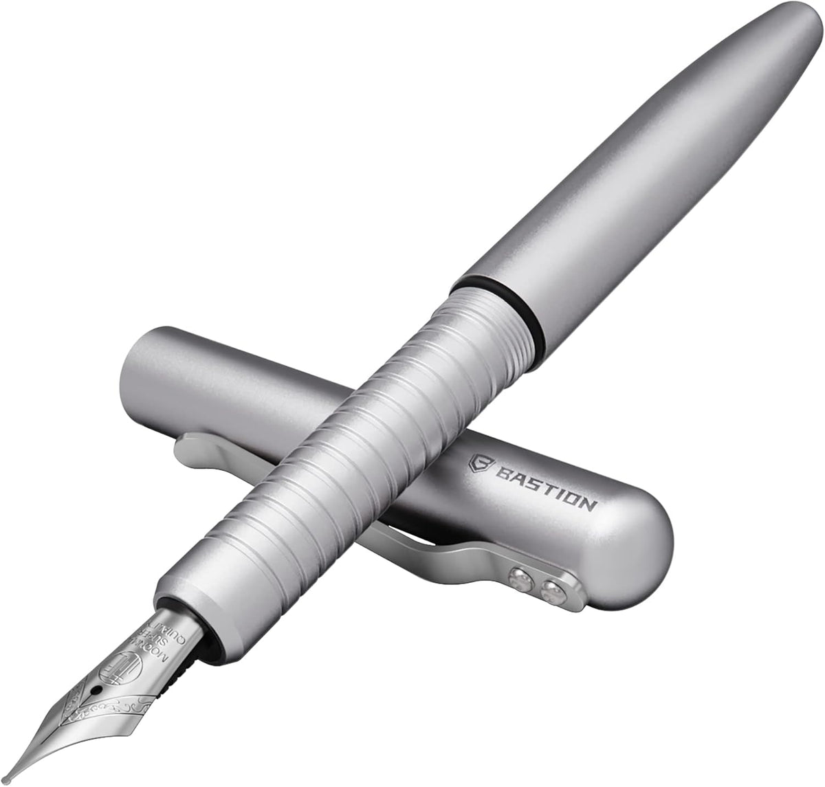 Fountain Pen with Gift Case, Fine Nib, Refillable, Stainless Steel P9826