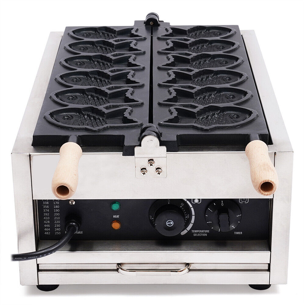Nonstick Stainless Steel Fish Shape Waffle Iron Baker Machine H499107