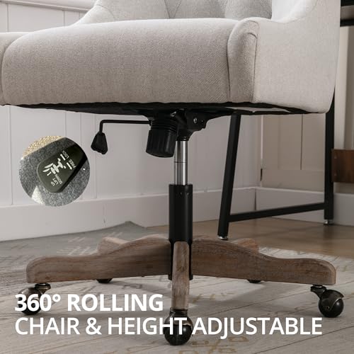 Beige Fabric Upholstered Swivel Office Chair U408902