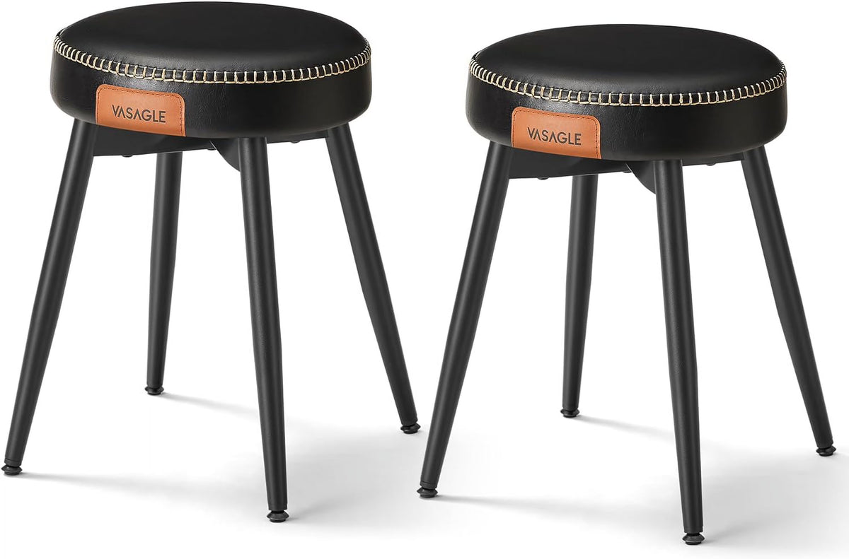 Ink Black Upholstered Dining Stools Set of 2 C96679