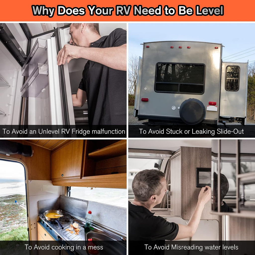 RV Camper Leveler Kit, 2 Packs Heavy Duty Curved RV Leveling Blocks Ramp Wheel Chock I5294
