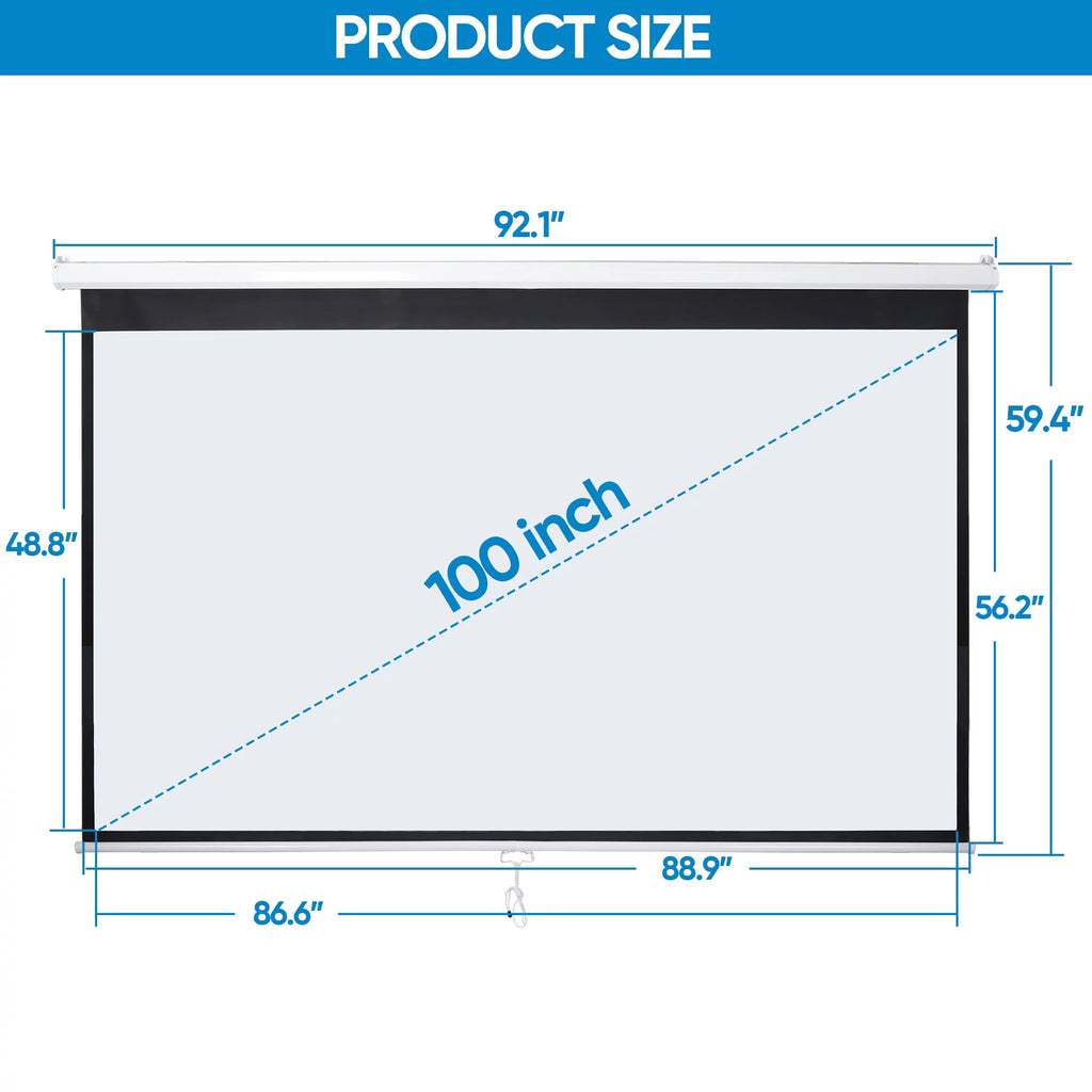 100 Diagonal 16:9 Projector Screen D185