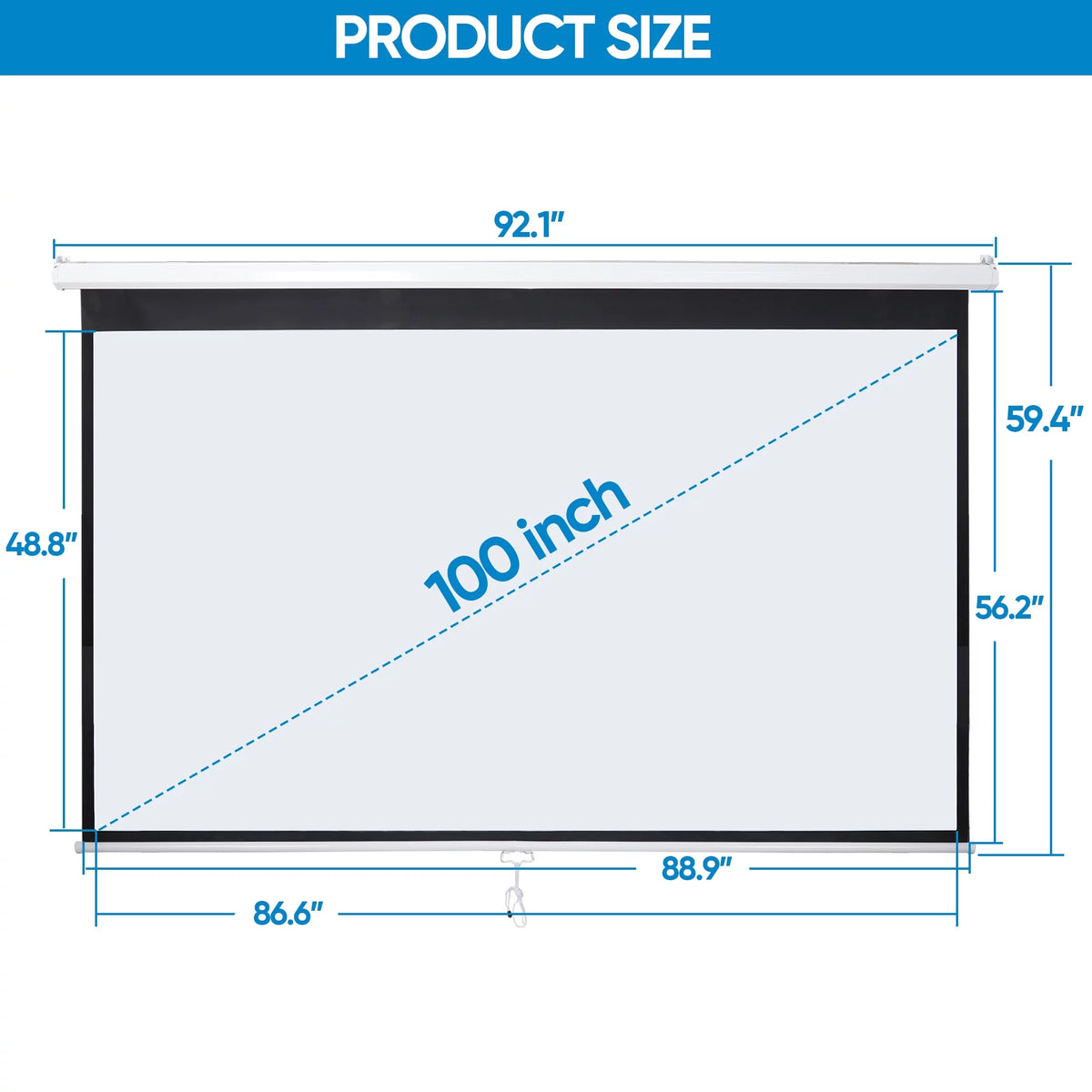 100 Diagonal 16:9 Projector Screen D185