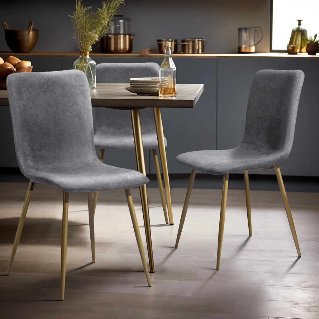 Velvet Dining Chairs Set of 4 Dark Gray Metal Legs Z70049