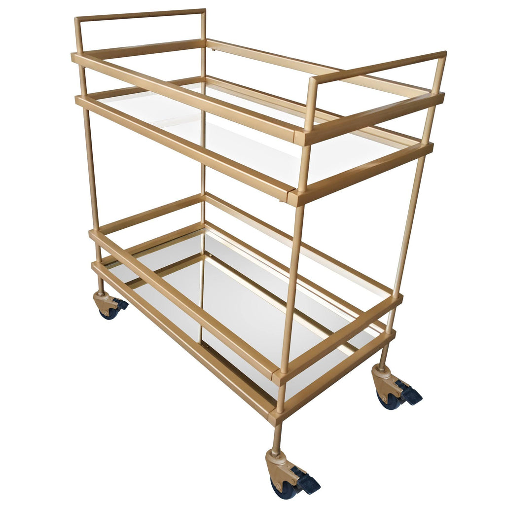 Gold Bar Cart with Two Glass Shelves M67800