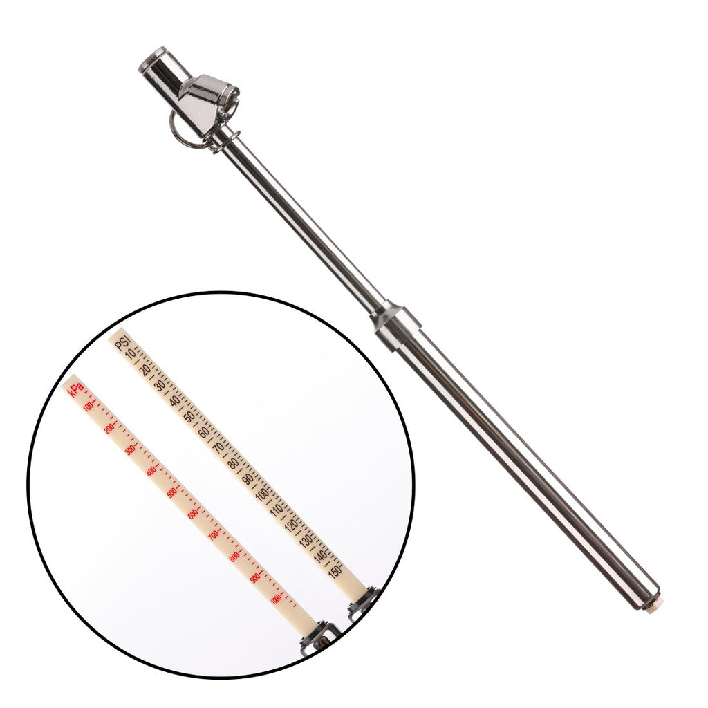 Tire Pressure Gauge 10-150PSI 100-1000KPa Dual Head Chucks Silver (10 Packs) I415507
