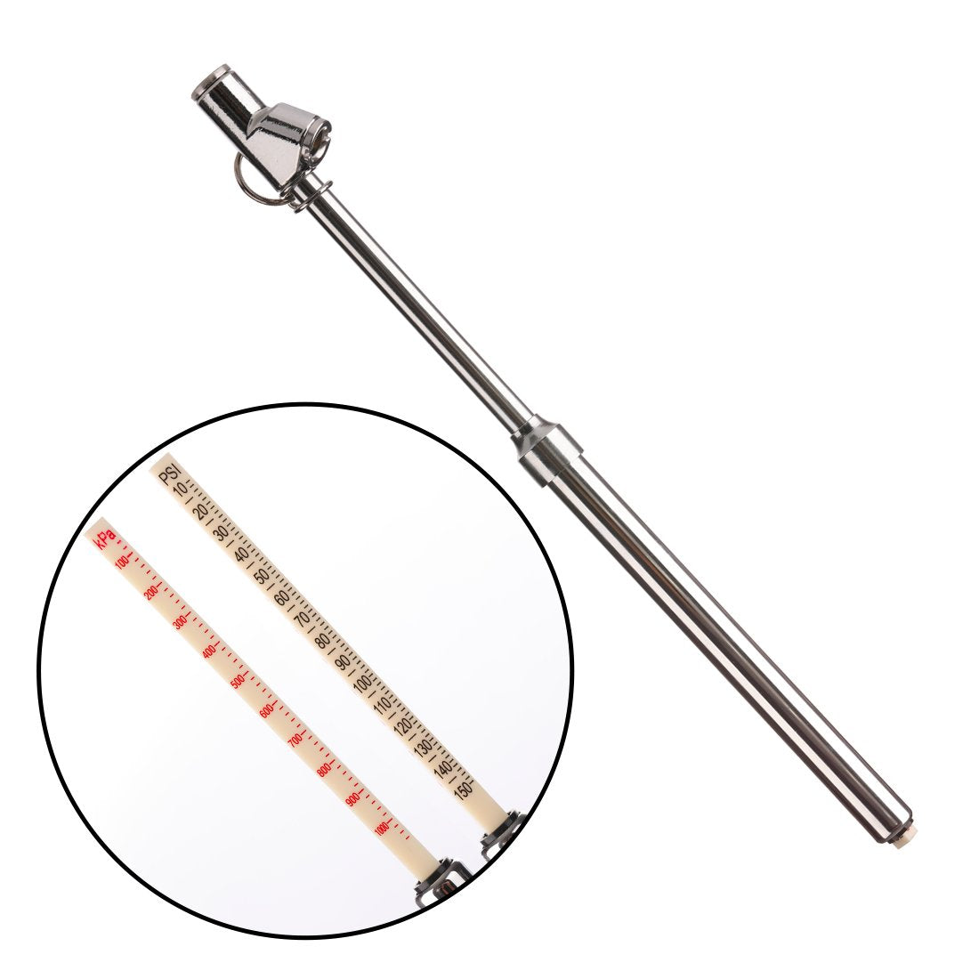 Tire Pressure Gauge 10-150PSI 100-1000KPa Dual Head Chucks Silver (10 Packs) I415507