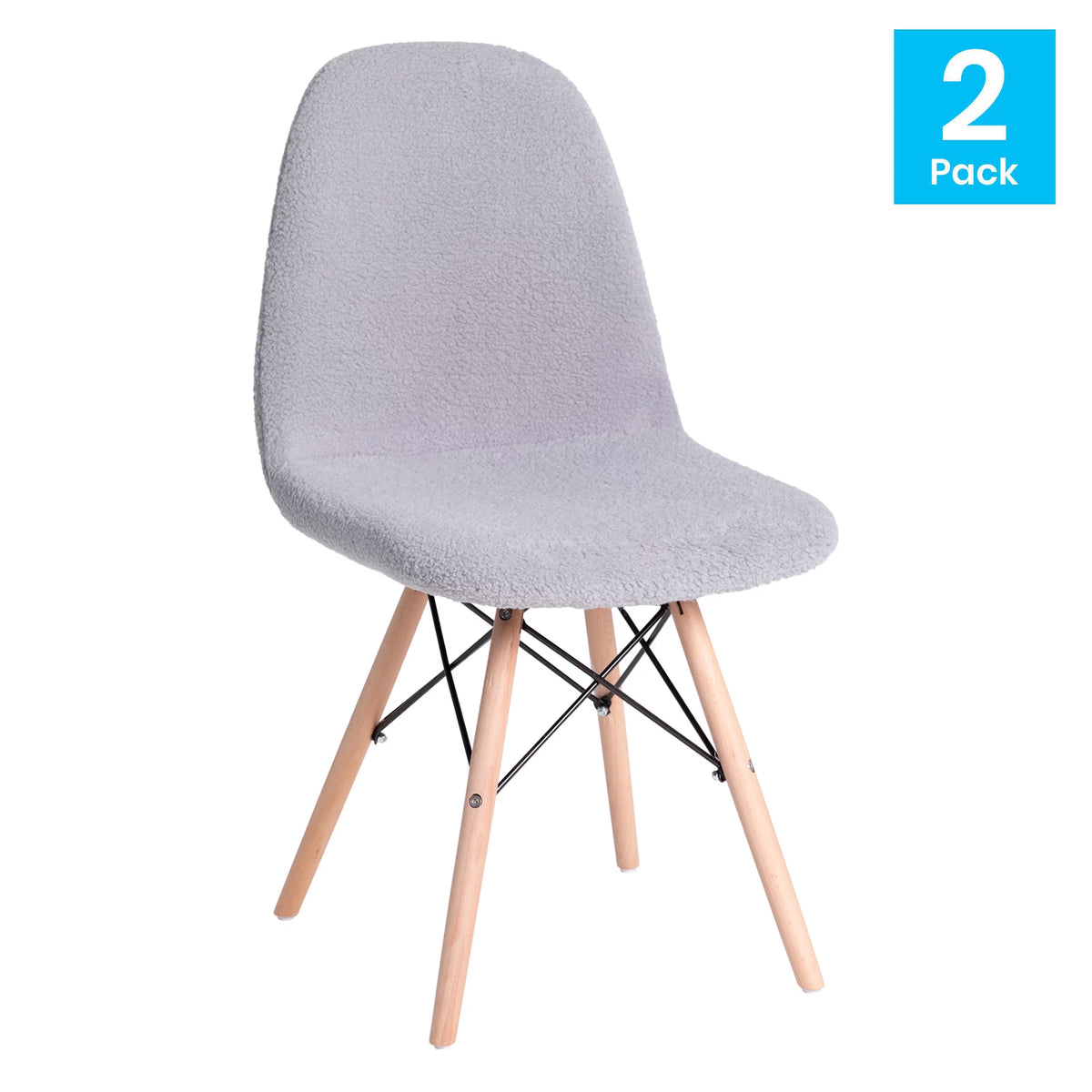 Set of 2 Gray Faux Shearling Accent Chair W166502