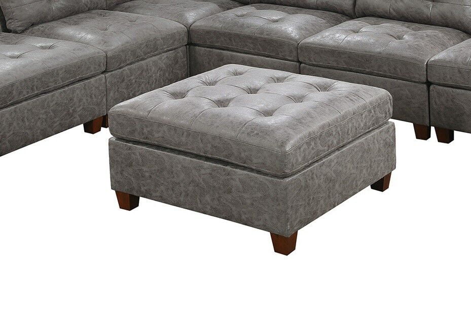 Antique Grey Leatherette 7pcs Sectional Sofa Set Z738