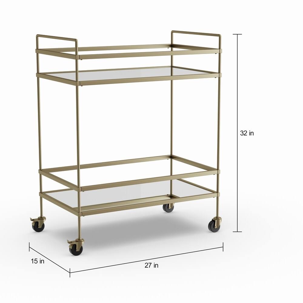 Gold Bar Cart with Two Glass Shelves M67800