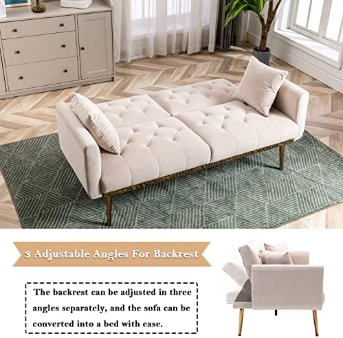 White Teddy Upholstered Futon Sofa Bed with 3 Adjustable Positions X279