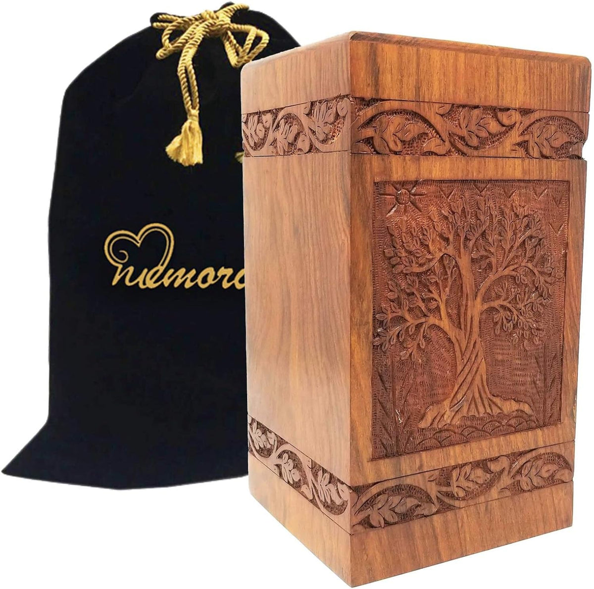 Solid Rosewood Cremation Urn with Hand-Carved Cross Design, Pack of 2 K959529