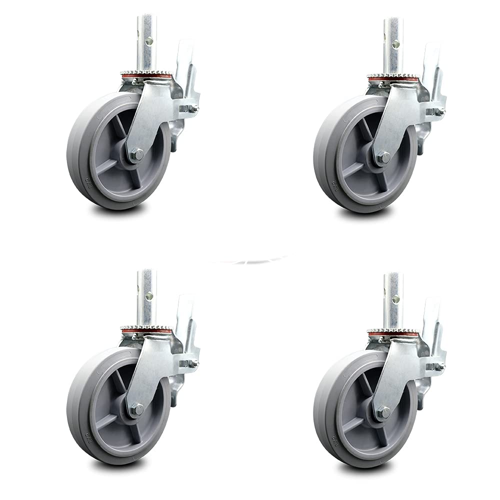 8 Inch Black Rubber Swivel Caster on Cast Iron Wheel, 600 lbs. Capacity, Pack of 2 V6460