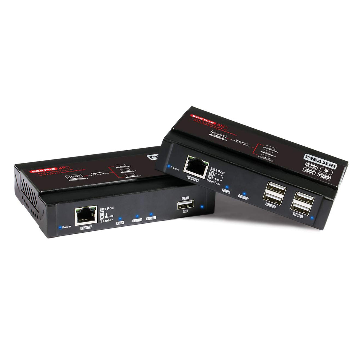 KVM Extender HDMI USB with POC, 80m 262ft Transmitter and Receiver, Cat5/5e/Cat6/6e HDMI to RJ45, 1080P 60fps D42405