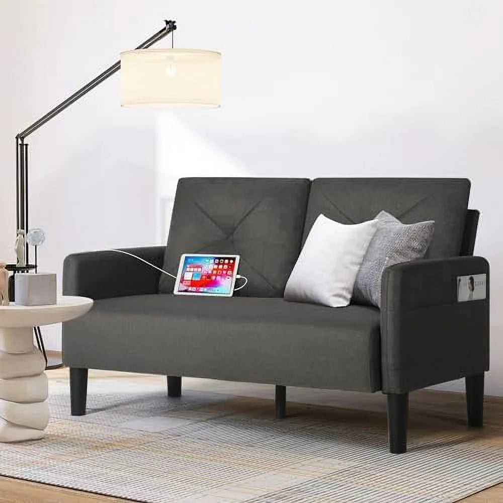 56" Tufted 2 Seater Sofa with Charger Port D6807