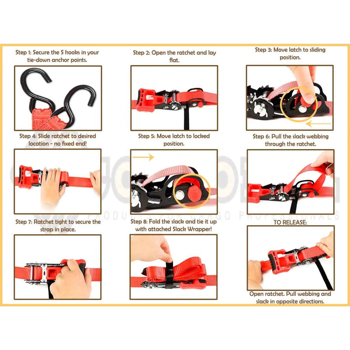 (2 Pack) Sliding Ratchet Strap with Vinyl Coated S Hook X800
