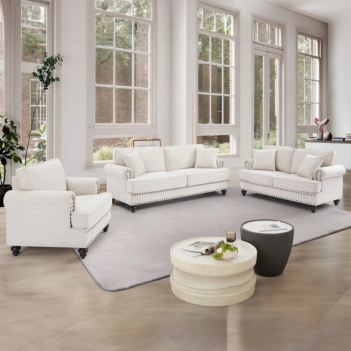White Chenille 2 Seater Loveseat Sofa Z890