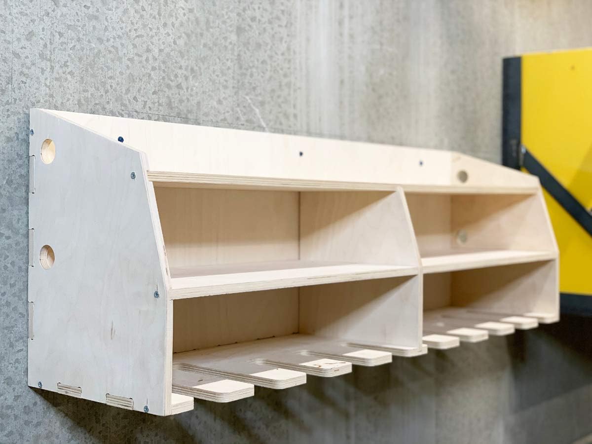 10-Slot Birch Plywood Drill Tool Holder Storage Rack Q80992