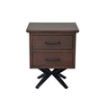 Brown & Black Wood Metal Nightstand F3812