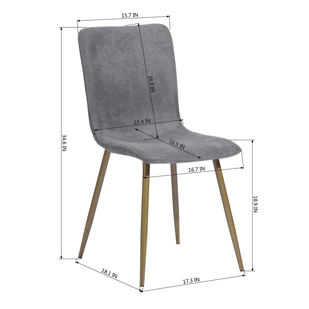Velvet Dining Chairs Set of 4 Dark Gray Metal Legs Z70049