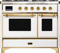 White Dual Fuel Natural Gas Range with Brass Trim Q211086