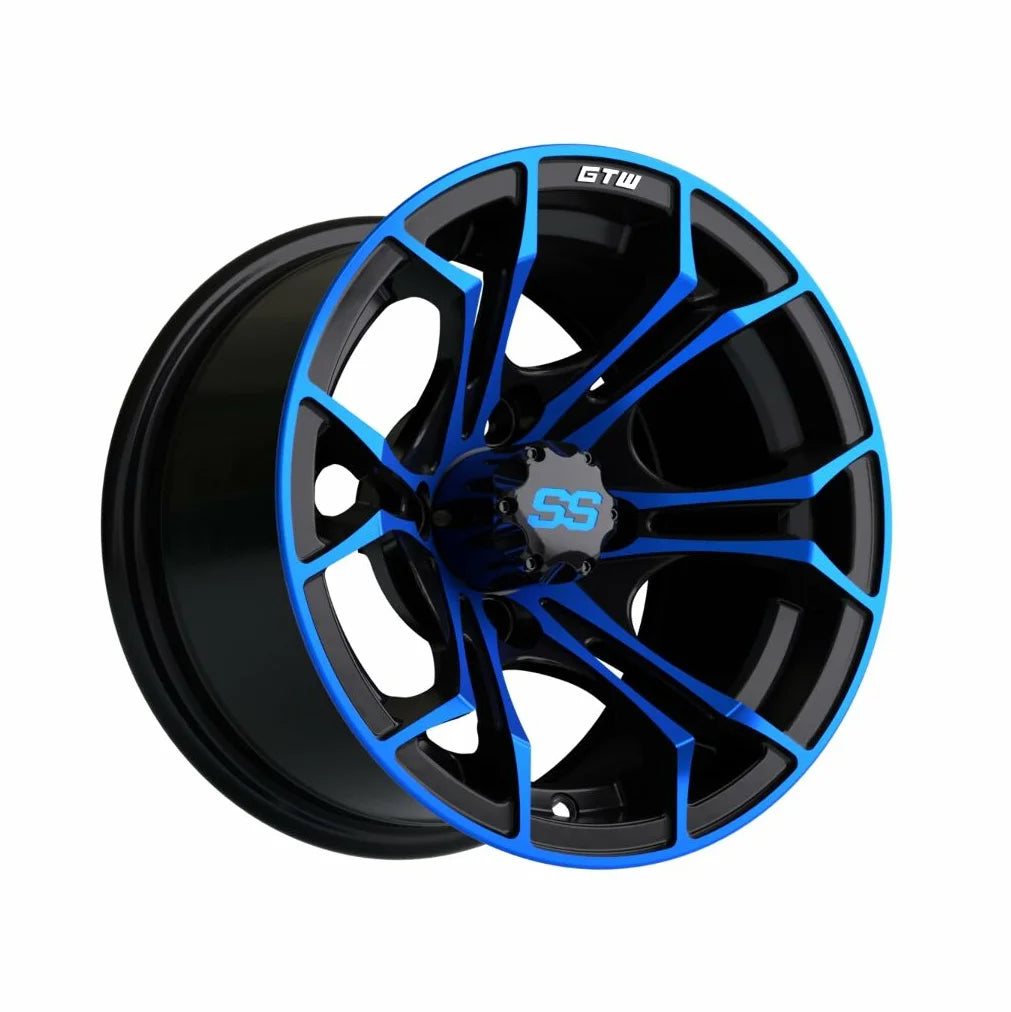 12 inch Blue/Black Wheel with Street Tire Set of 4 V170