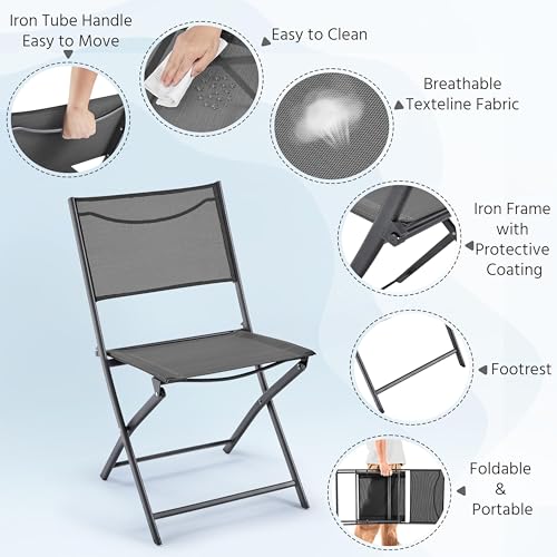 Black Set of 4 Metal Folding Dining Chairs W170796