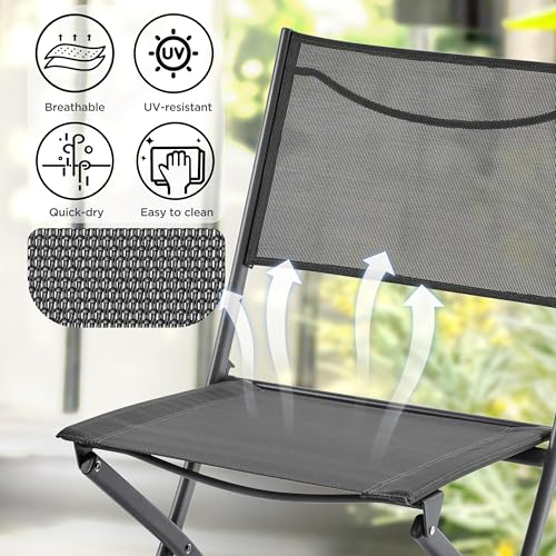 Black Set of 4 Metal Folding Dining Chairs W170796