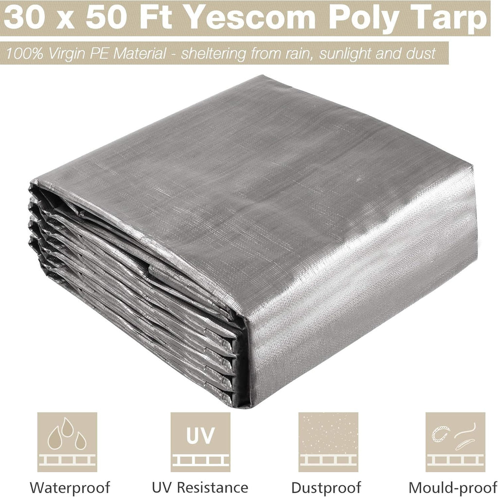 Heavy Duty Reinforced Poly Tarp Waterproof Tarpaulin 10-mil with Eyelets Q797549