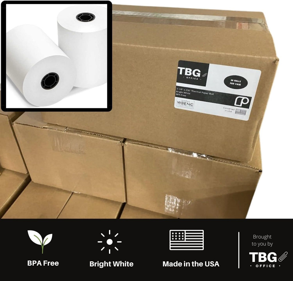 BPA Free Thermal Paper Rolls for POS Systems (1 Case - 30 Rolls) N3342