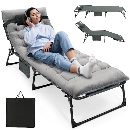 Adjustable 4-Position Folding Camping Cot with Mattress R860949
