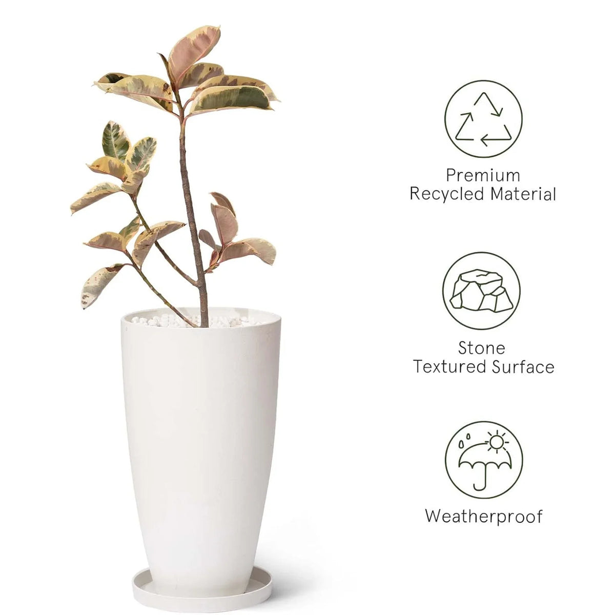 White 21inch Round Stackable Plastic Planters U99944