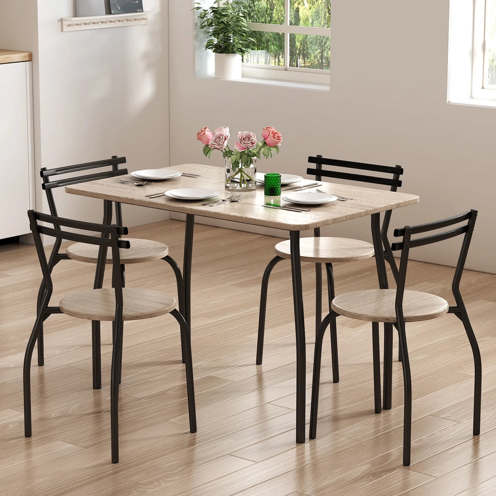 5-Piece Kitchen Table and Chairs for 4 Metal Frame V16334