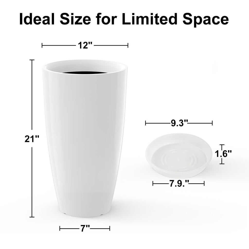 White 21inch Round Stackable Plastic Planters U99944