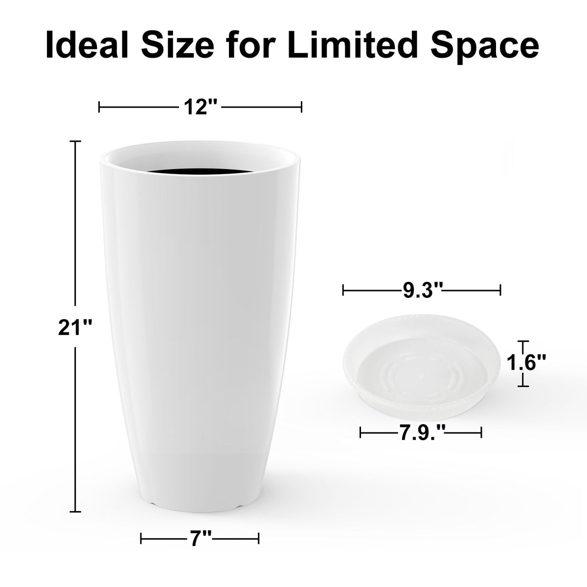 White 21inch Round Stackable Plastic Planters U99944