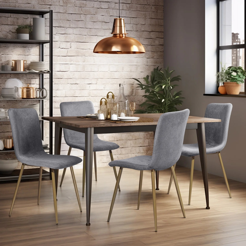 Velvet Dining Chairs Set of 4 Dark Gray Metal Legs Z70049