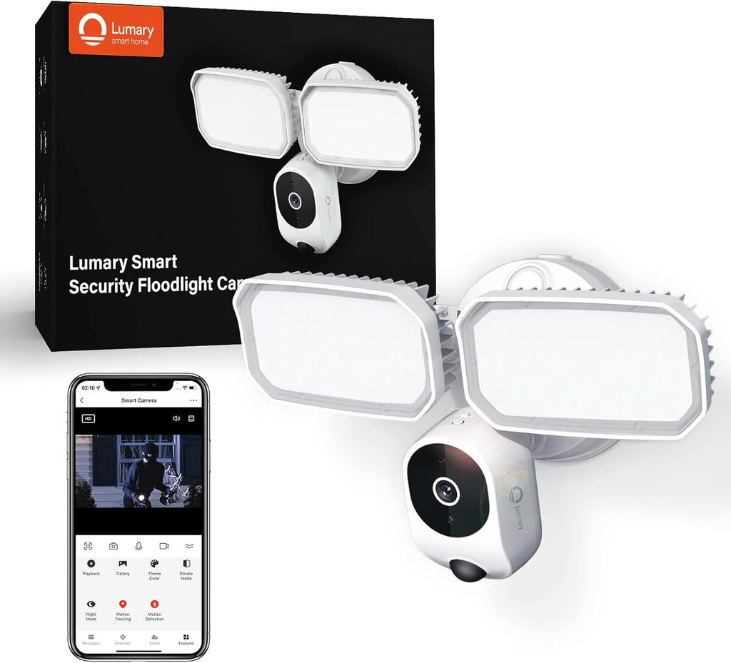 2K 3MP Security WiFi Floodlight Camera with Motion Tracking Night Vision IP66 Waterproof I961