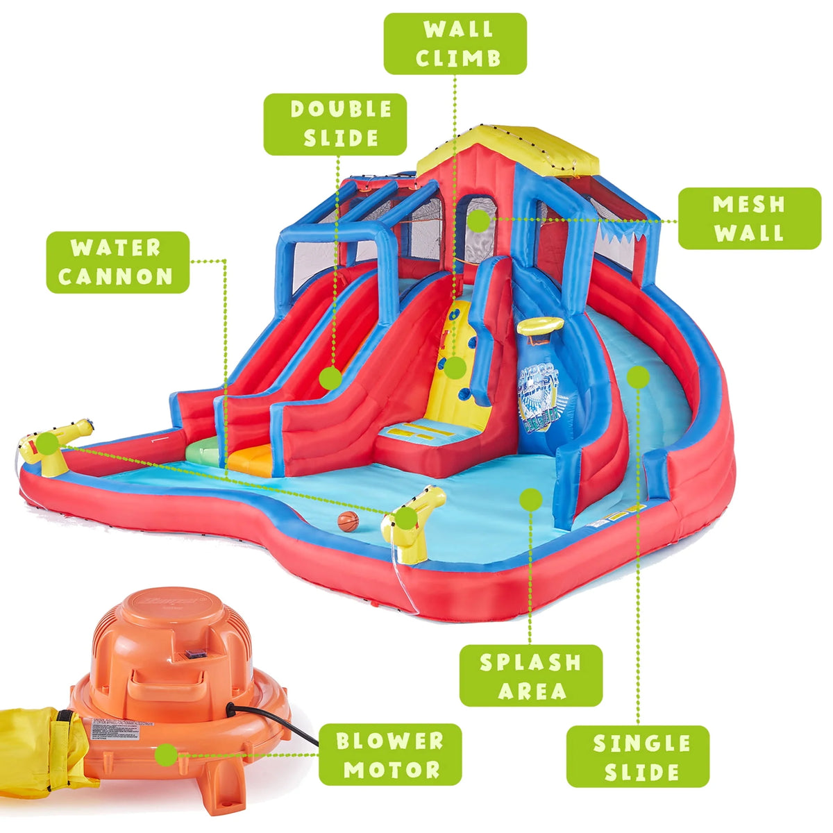 Inflatable Play Water Park with Slides and Water Cannons A924829