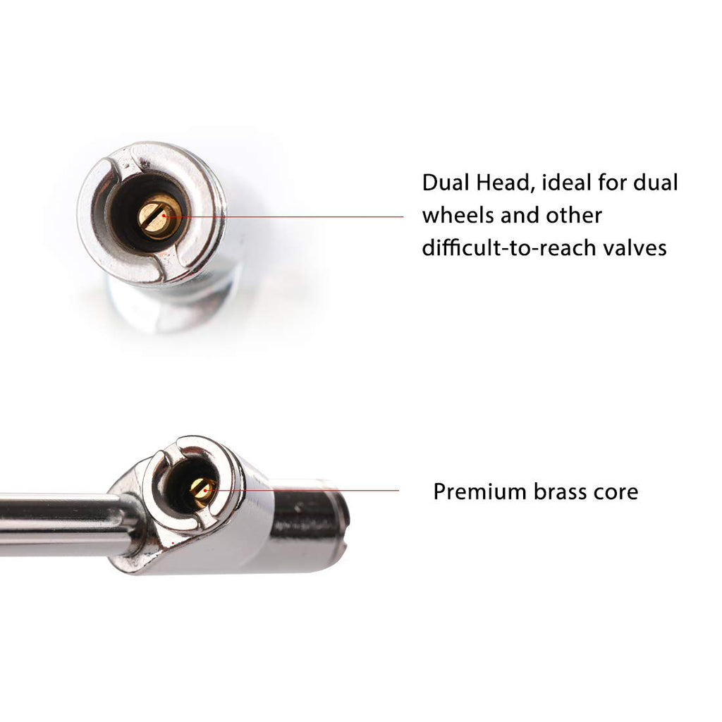 Tire Pressure Gauge 10-150PSI 100-1000KPa Dual Head Chucks Silver (10 Packs) I415507