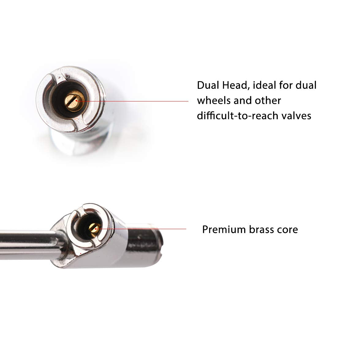 Tire Pressure Gauge 10-150PSI 100-1000KPa Dual Head Chucks Silver (10 Packs) I415507